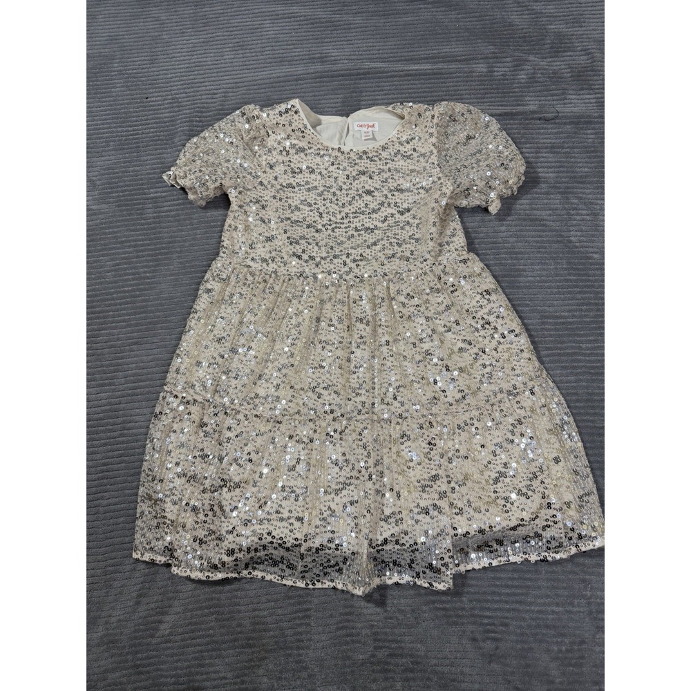 Cat & Jack Gold Sparkle Sleeveless Girls' Party Dress Size M (7/8)